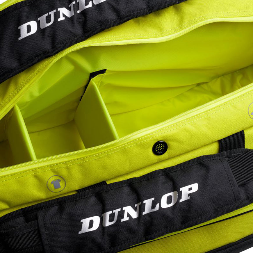 2025 - Dunlop SX Performance 12 Racquet Thermo Squash Bag, Black/Yellow