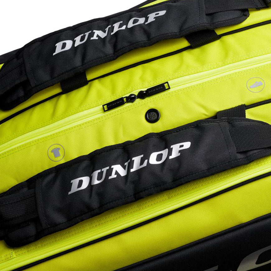 2025 - Dunlop SX Performance 12 Racquet Thermo Squash Bag, Black/Yellow