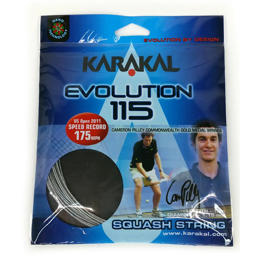 Karakal Evolution 115 Squash String, Silver, SET