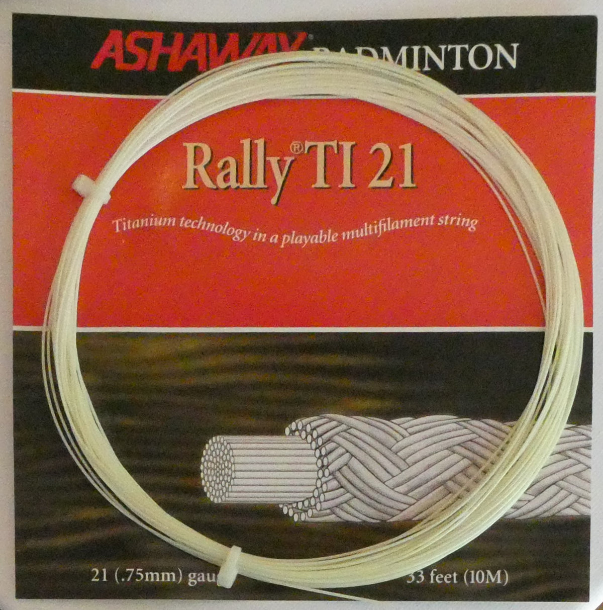 Ashaway Rally Ti 21 Badminton String, White, 10 M SET