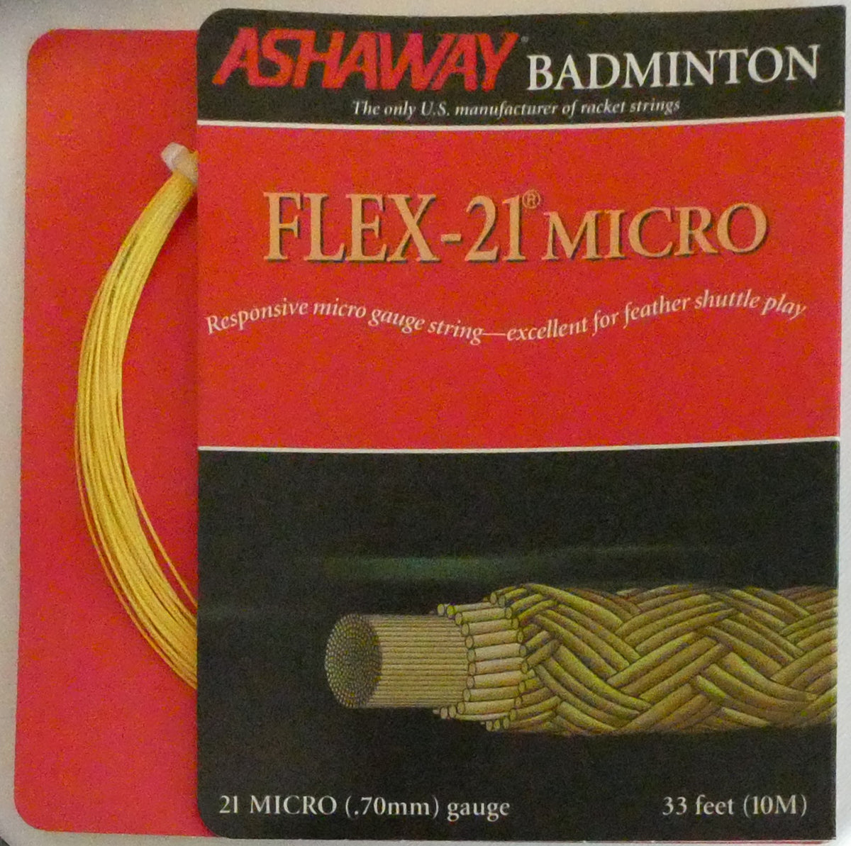 Ashaway Flex 21 Micro Badminton String, Yellow, 10 M REEL