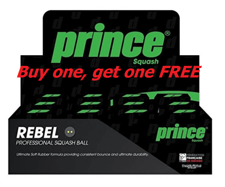 Buy One - Get One Free - Prince Rebel Double Yellow Dot Squash Ball