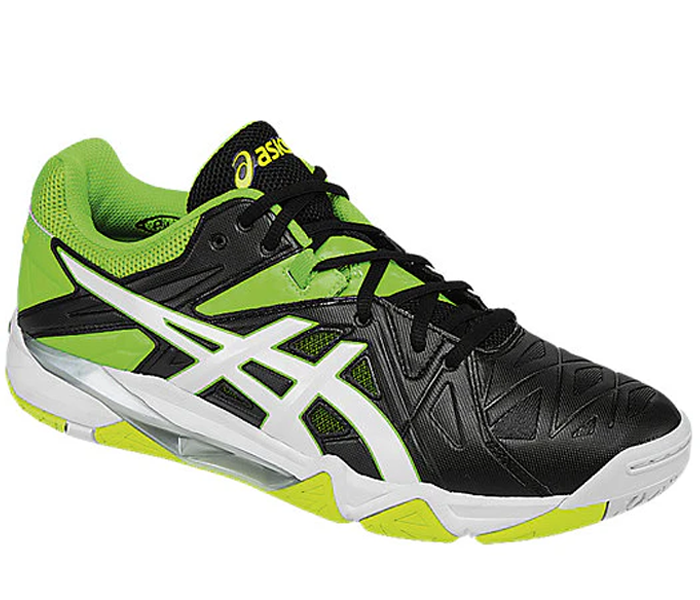Asics Gel-Cyber Sensei Unisex Court Shoes, Black White Green