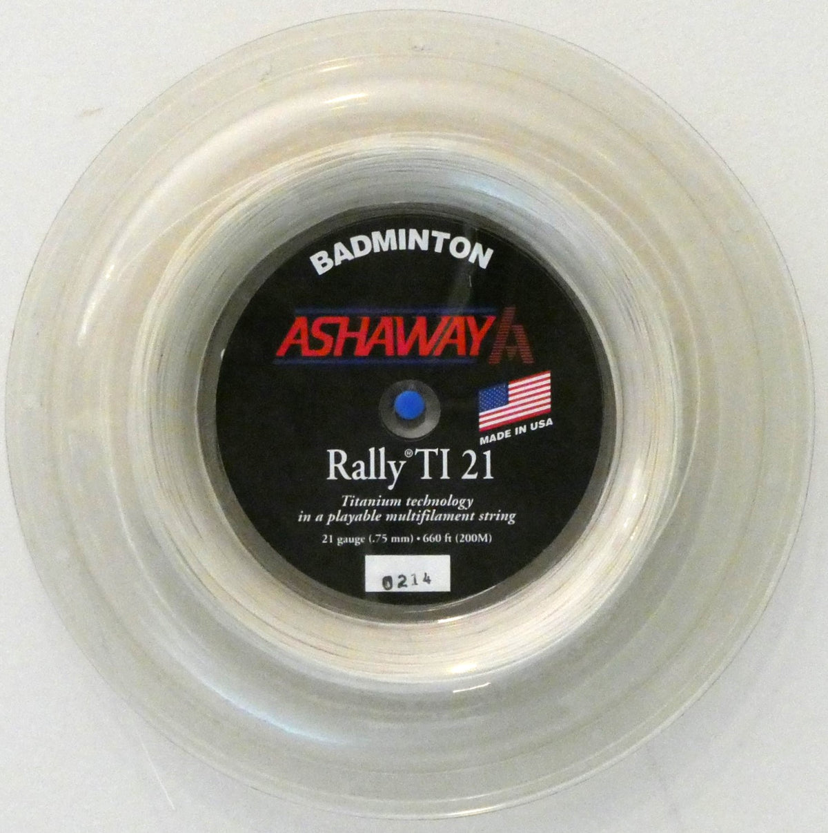 Ashaway Rally Ti 21 Badminton String, White, 200 M REEL