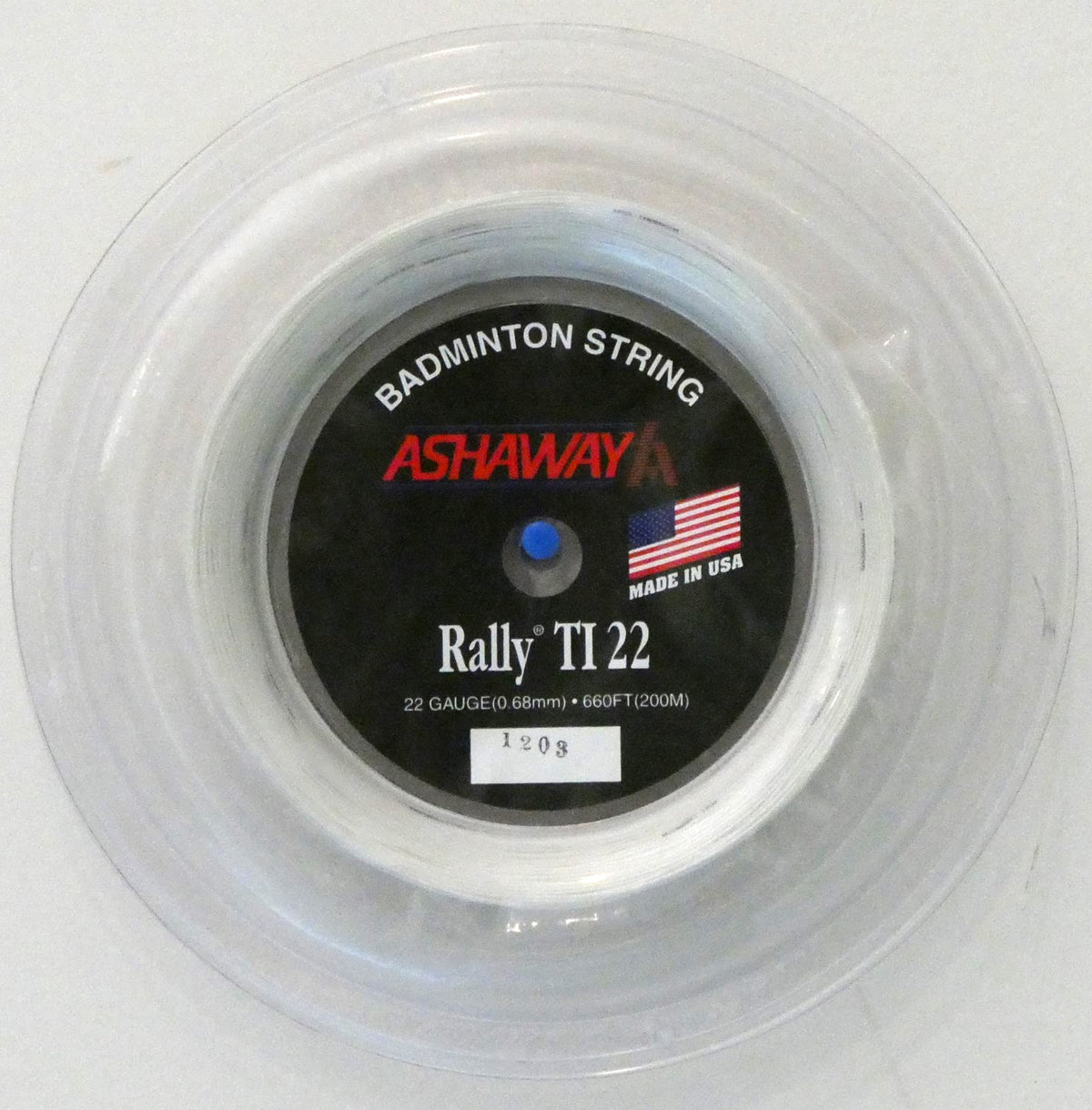 Ashaway Rally Ti 22 Badminton String, White, 200 M REEL