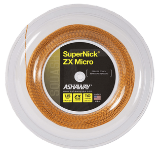 Ashaway SuperNick ZX Micro Squash String, 18g, Orange with blue spiral, REEL
