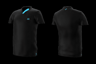 Eye Rackets Performance Line V-Neck Shirt, Black / Light Blue Trim