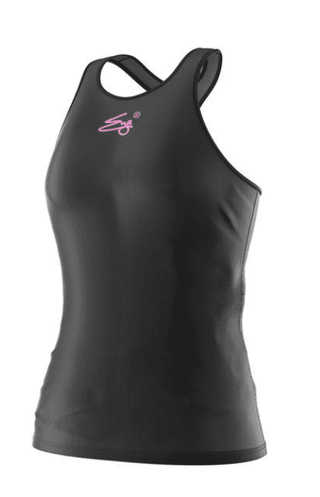 Eye Rackets Performance Line Women's Racerback Tank, Black / Pink Trim