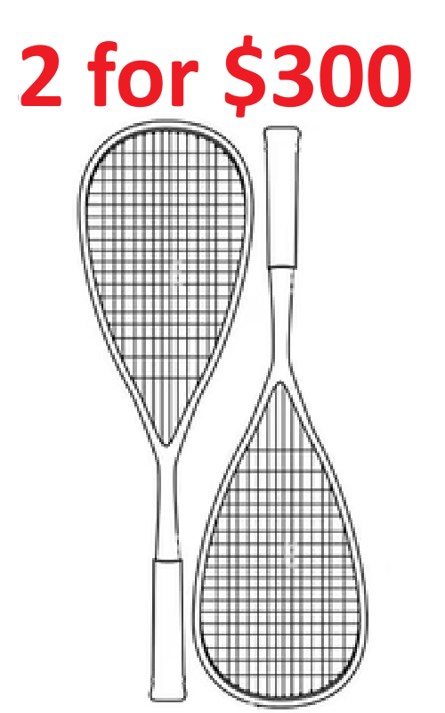 Seasonal Sale - 2 for $300 Squash Rackets