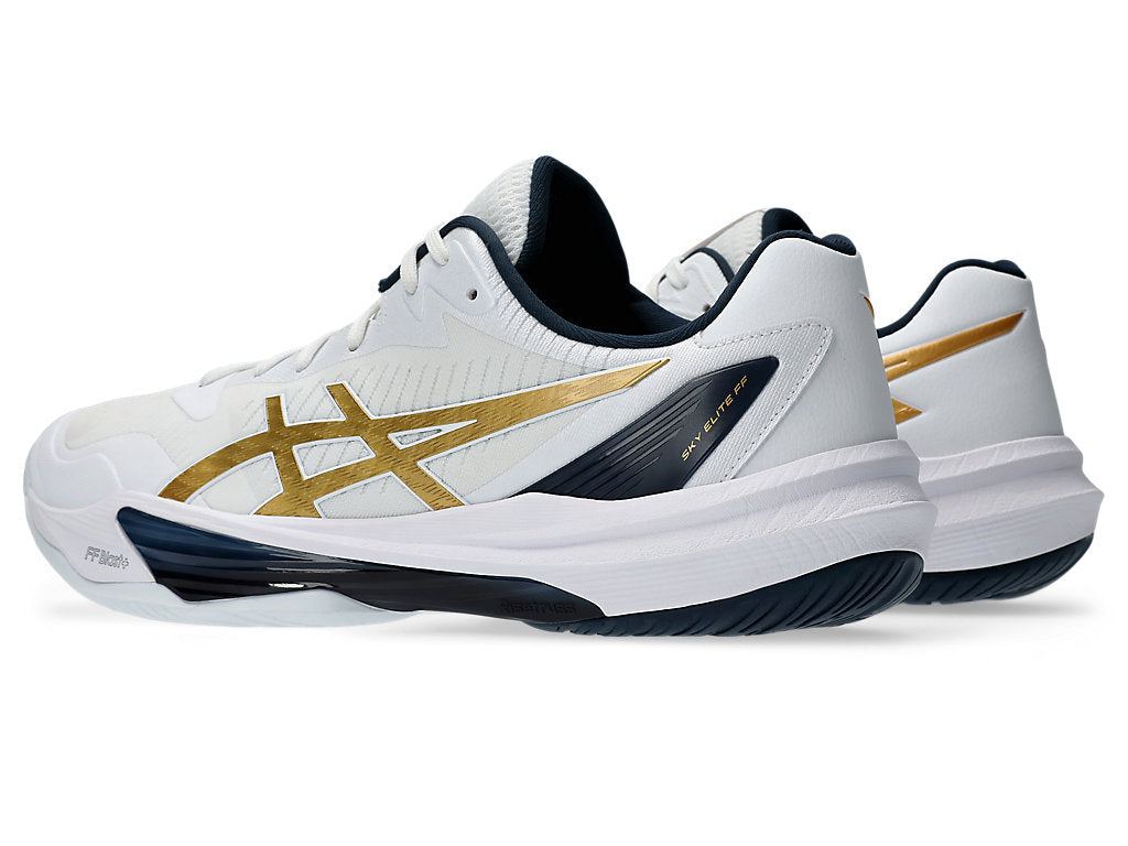 Asics Sky Elite FF 3 Men's Court Shoes, White/Pure Gold