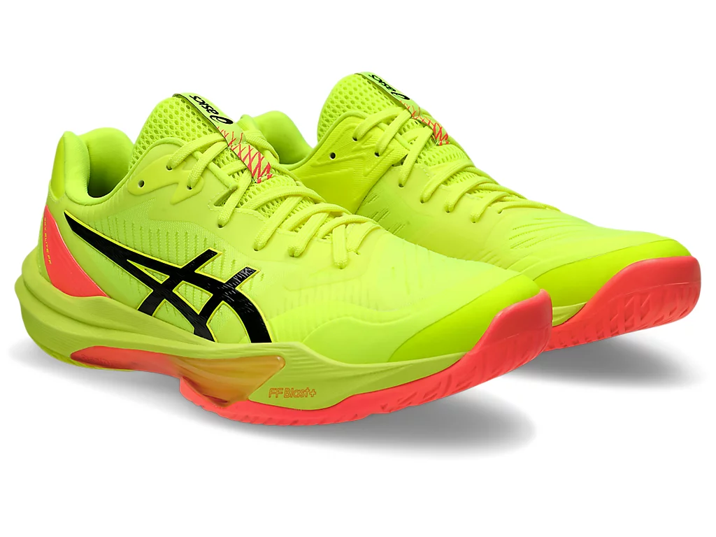 new - Asics Sky Elite FF 3 Paris Men's Court Shoes, Safety Yellow / Black