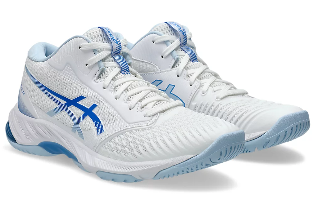 NEW - Asics Netburner Ballistic FF MT 3 Women's Shoes, White / Blue Coast