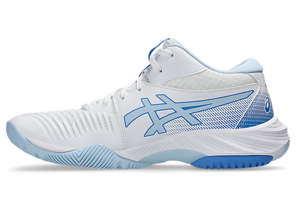 new - Asics Netburner Ballistic FF MT 3 Women's Court Shoes, White/Blue Coast