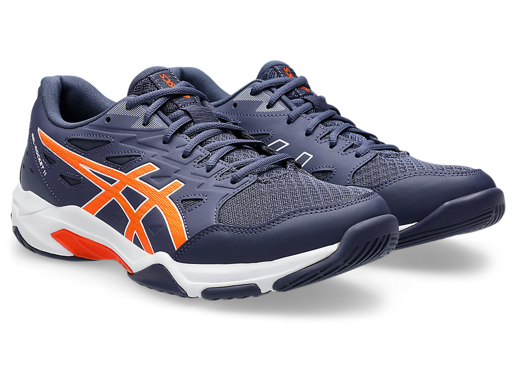 new color - Asics Gel-Rocket 11 Men's Court Shoes, Indigo Fog/Nova Orange