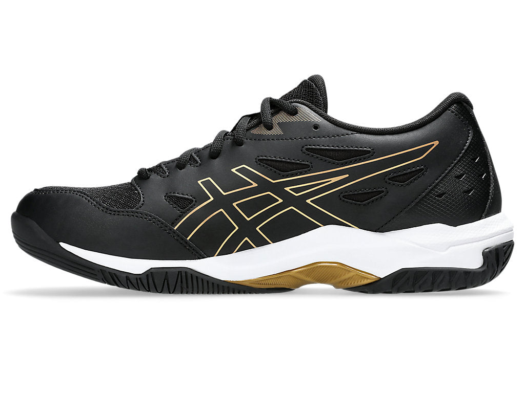 Asics Gel Rocket 11 Men's Court Shoes, Black/Pure Gold