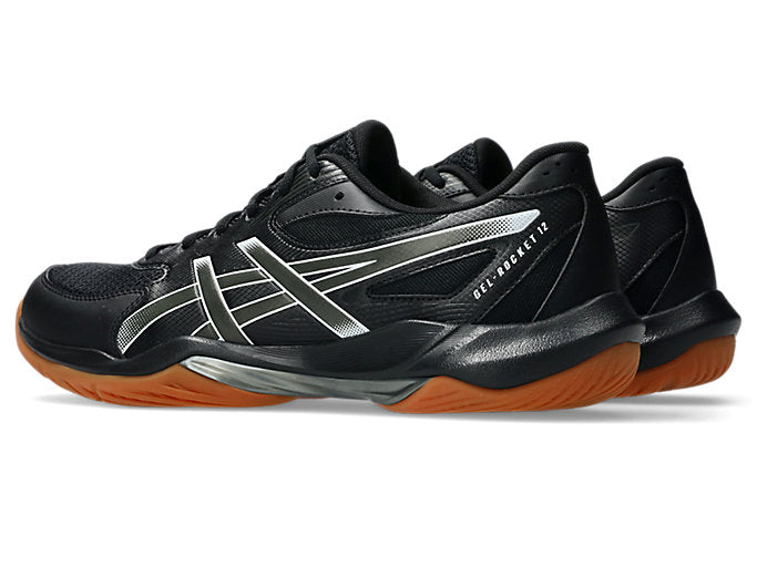 updated - Asics Gel Rocket 12 Men's Court Shoes, Black/Gunmetal