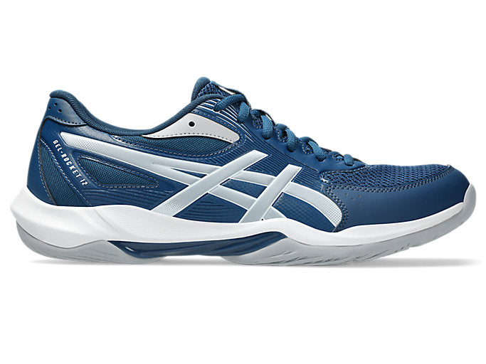 updated - Asics Gel Rocket 12 Men's Court Shoes, Mako Blue/Piedmont Grey