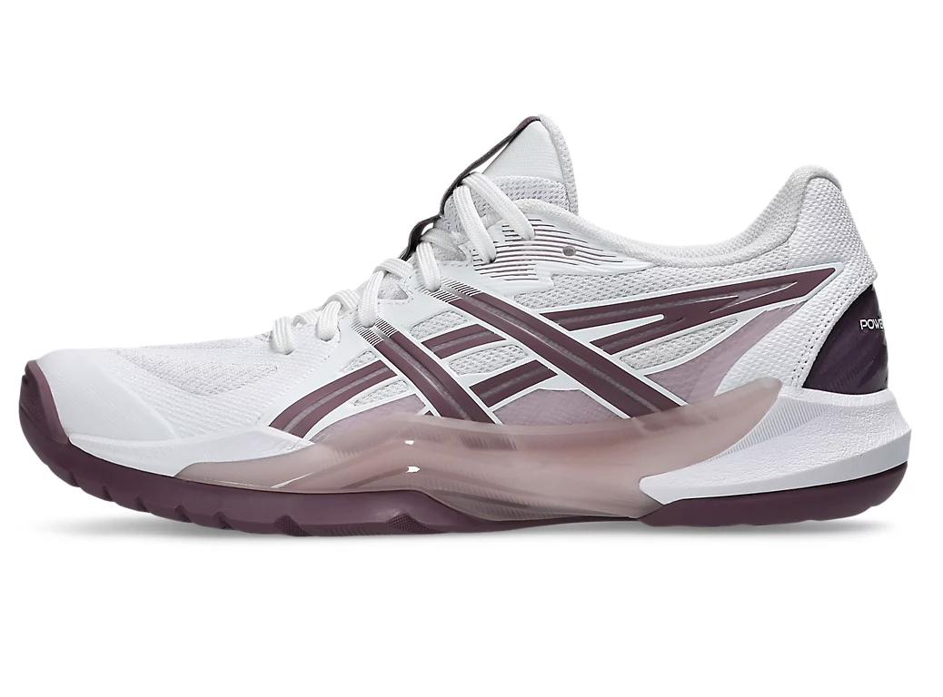 new - Asics PowerBreak FF Women's Court Shoes, White / Dusty Mauve