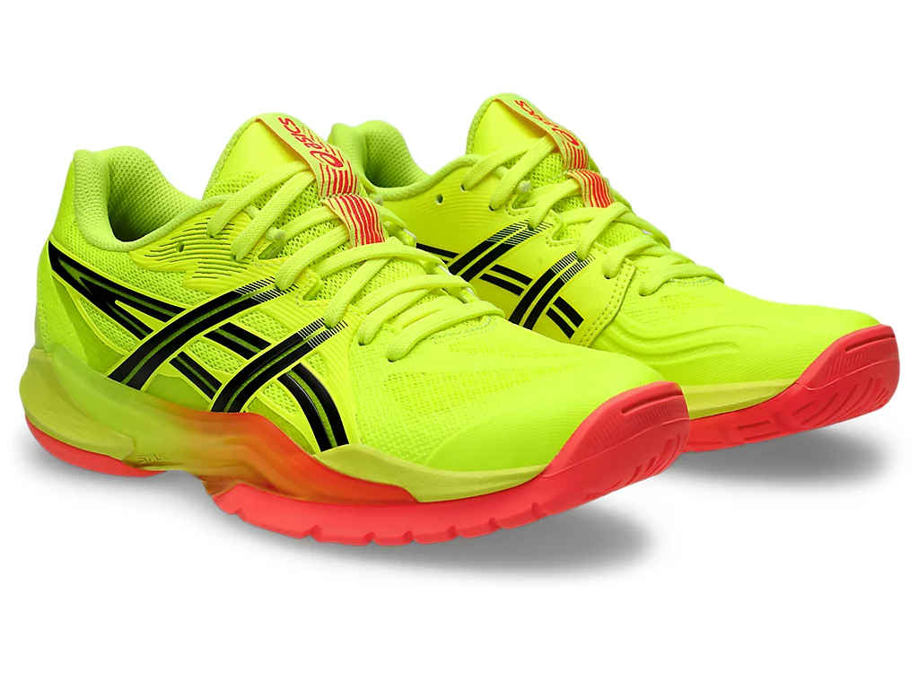 new - Asics PowerBreak FF Paris Women's Court Shoes, Safety Yellow / Black