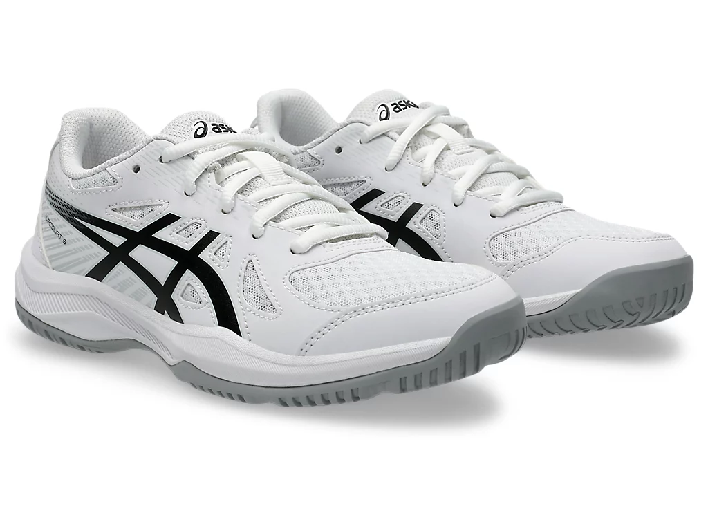 NEW - Asics Upcourt GS 6 Junior Court Shoes, White / Black