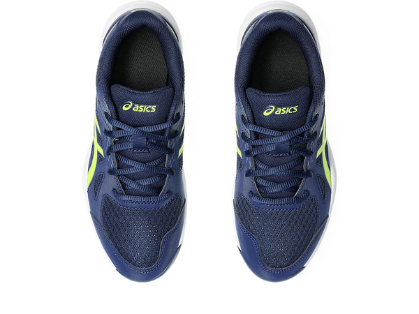 Asics Upcourt GS 6 Junior Court Shoes, Blue Expanse / Safety Yellow