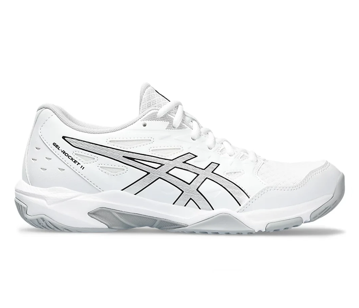Asics Gel-Rocket 11 Women's Court Shoes, White/Pure Silver