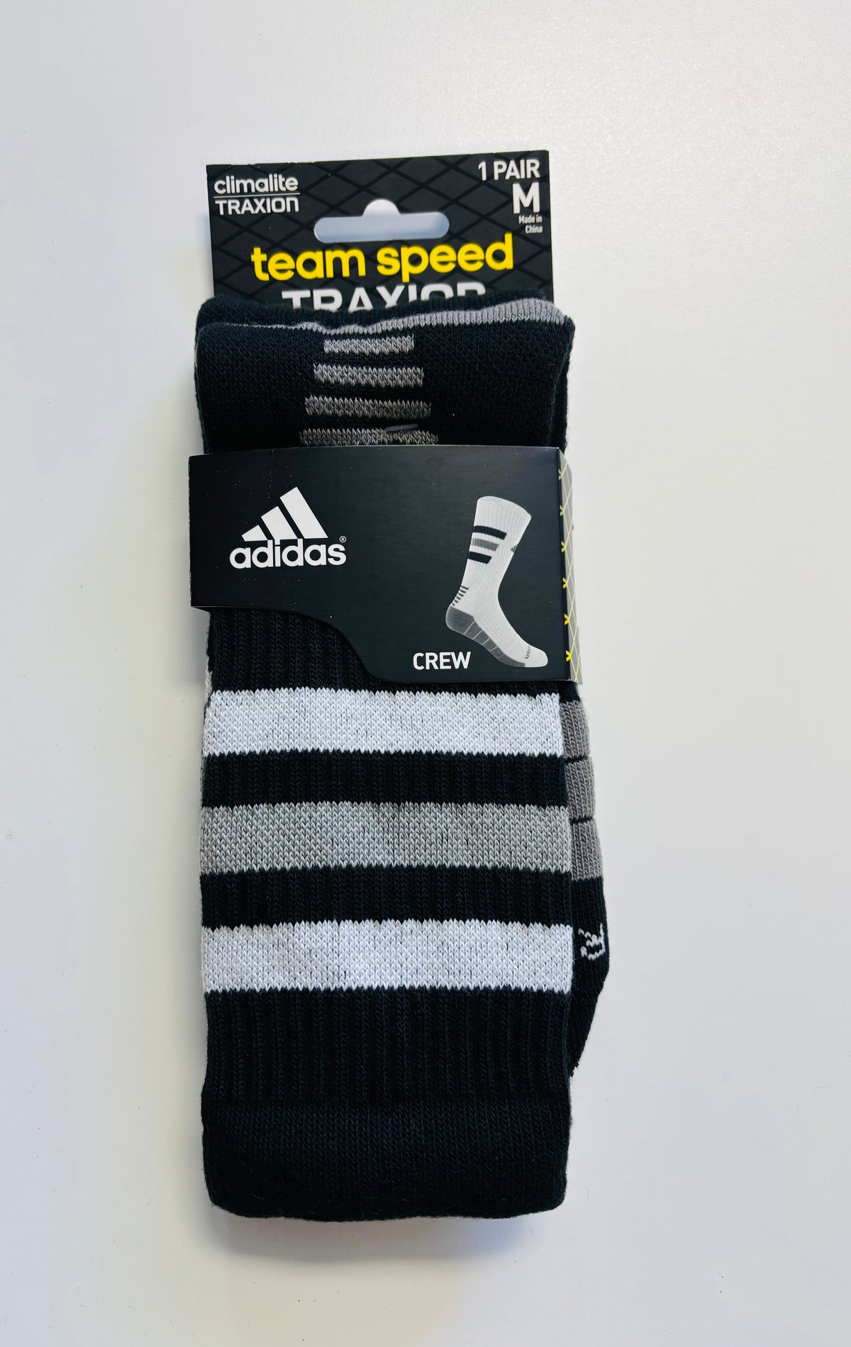 Adidas Team Speed Traxion Crew Socks, 1-Pair, Black, Medium