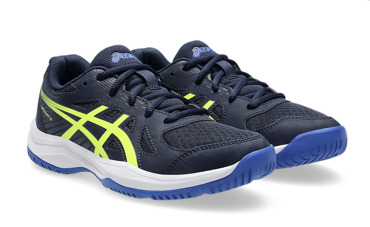 New color - Asics Upcourt GS 6 Junior Court Shoes, Midnight/Safety Yellow