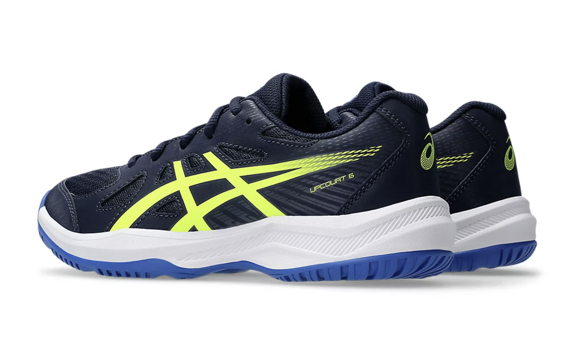 New color - Asics Upcourt GS 6 Junior Court Shoes, Midnight/Safety Yellow