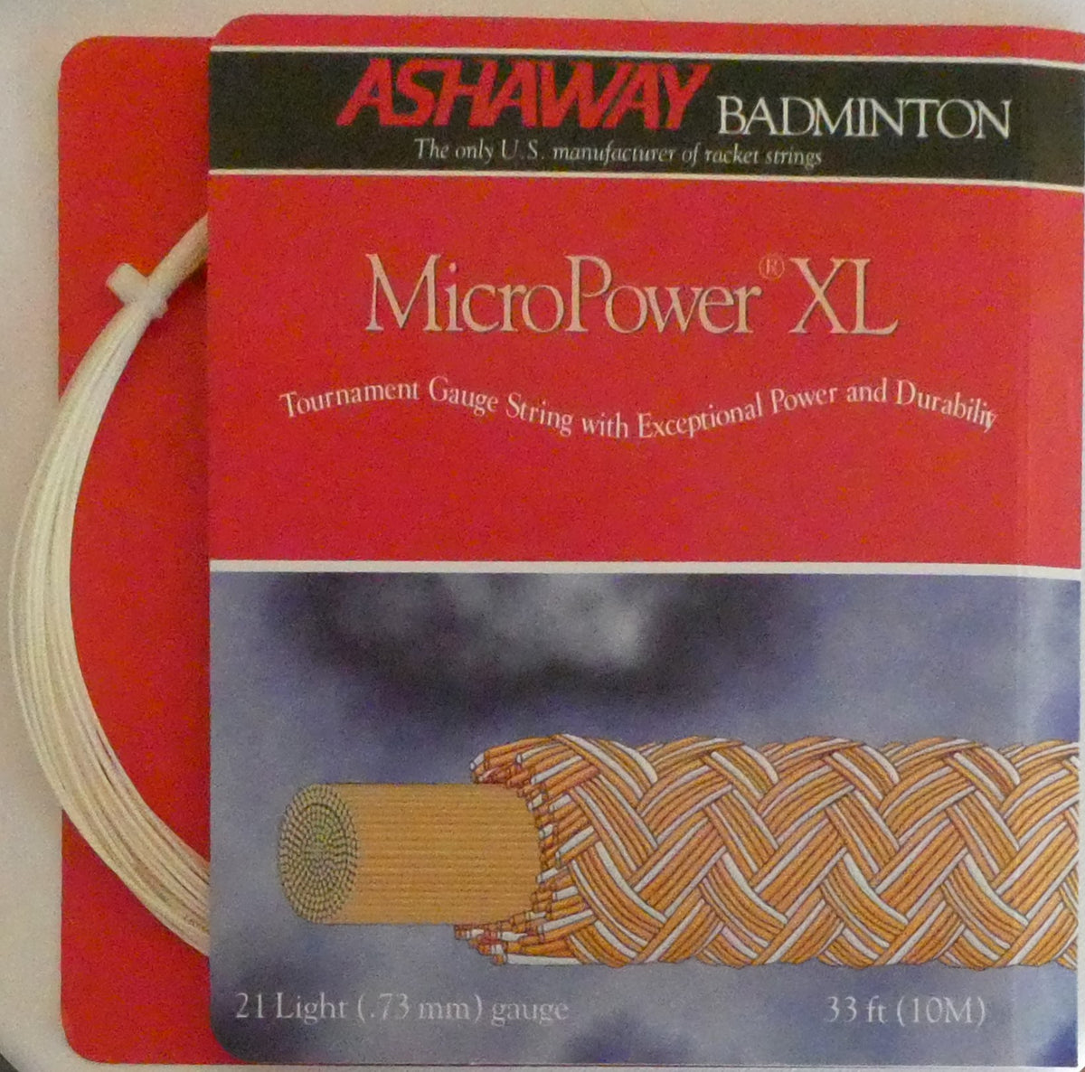 Ashaway MicroPower XL Badminton String, White, 10 M SET