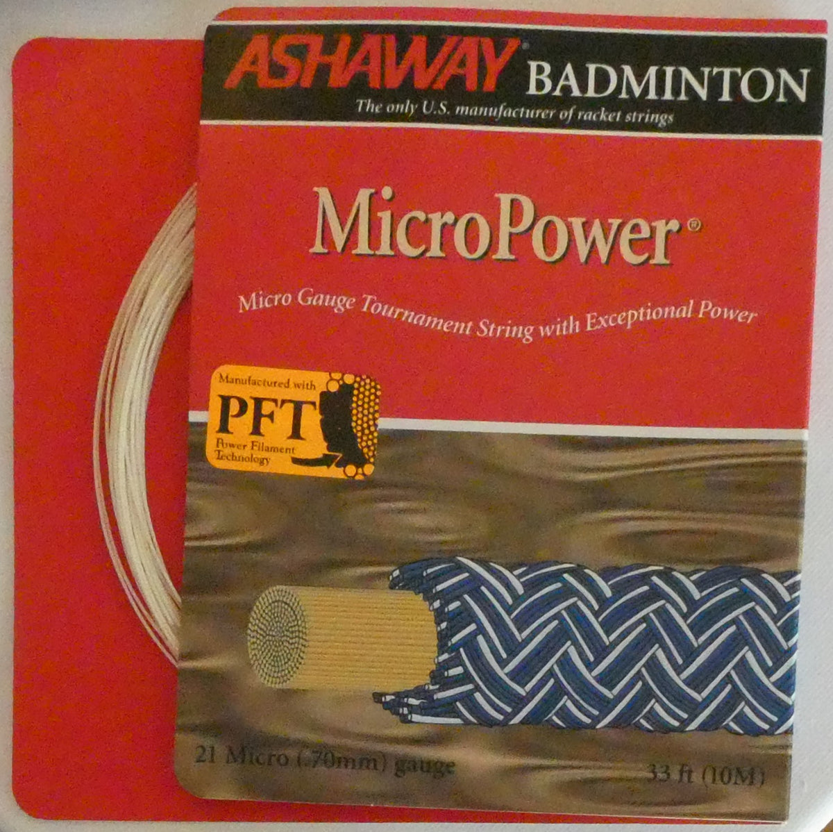 Ashaway MicroPower Badminton String, White, 10 M SET