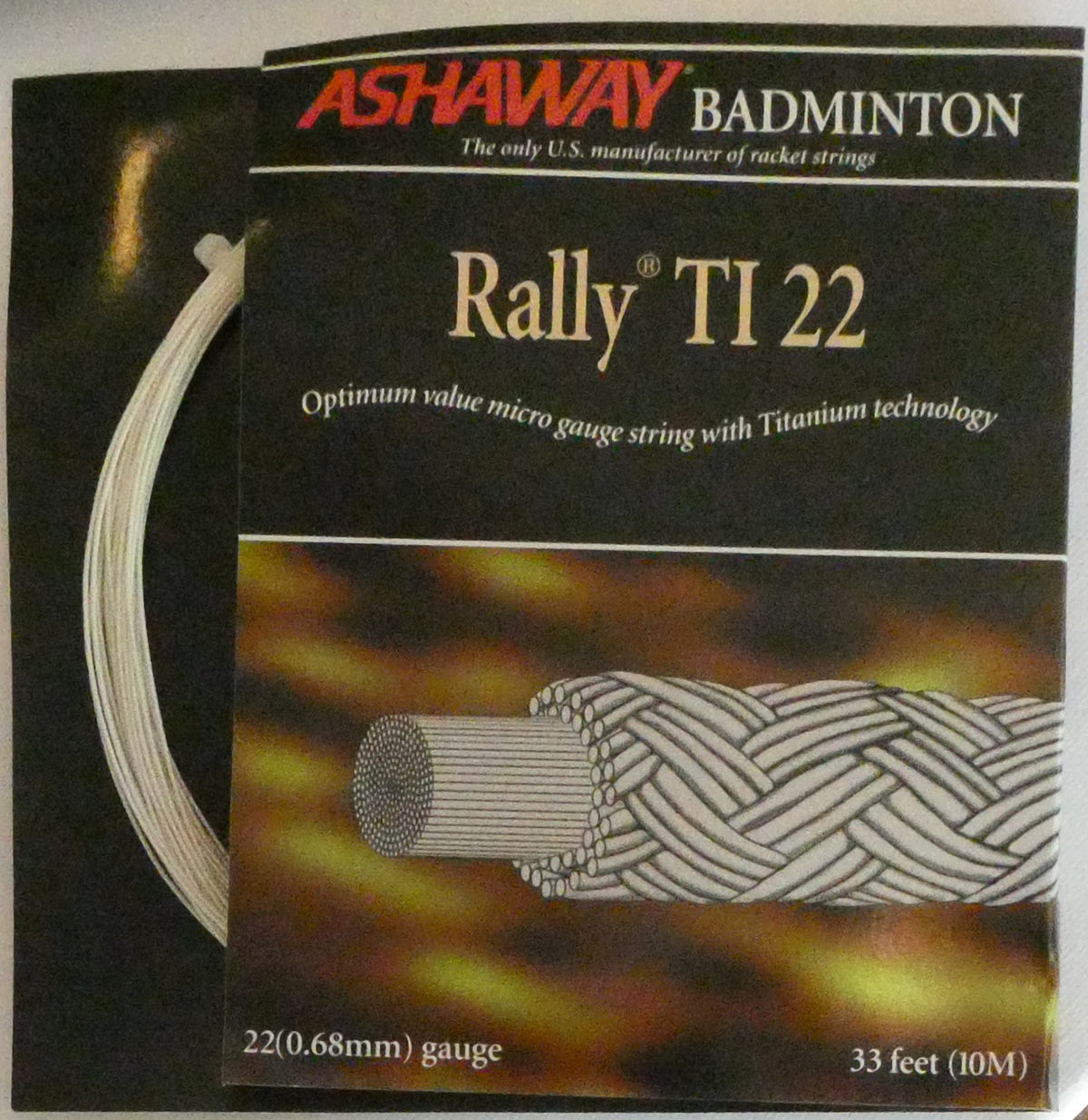 Ashaway Rally Ti 22 Badminton String, White, 10 M SET