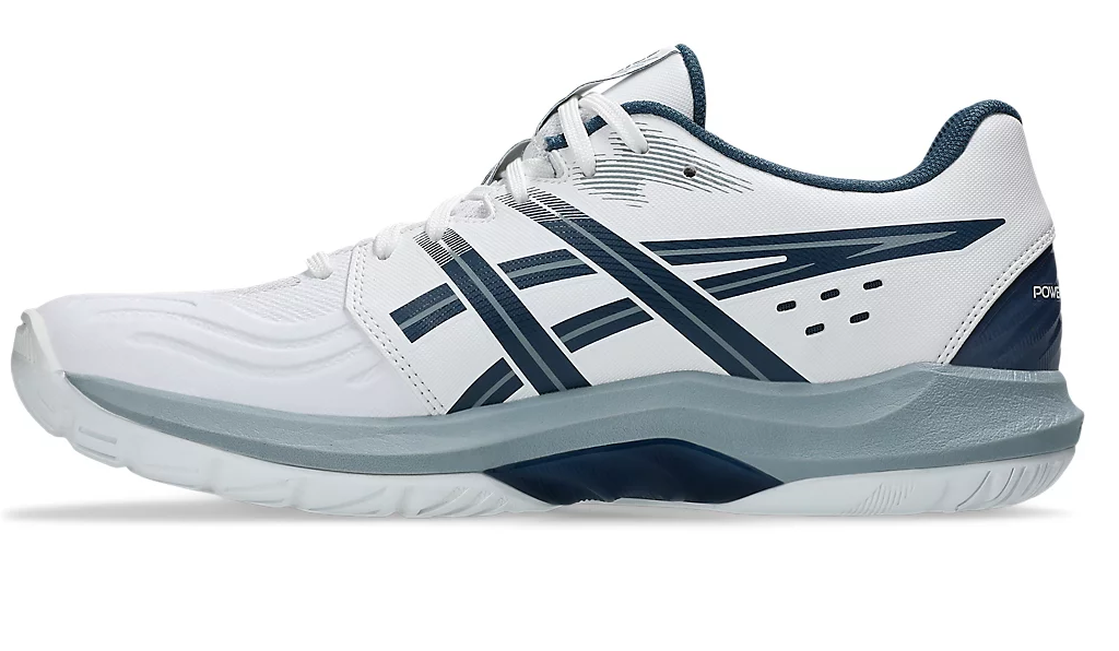 new - Asics PowerBreak FF Men's Court Shoes, White / Vintage Indigo