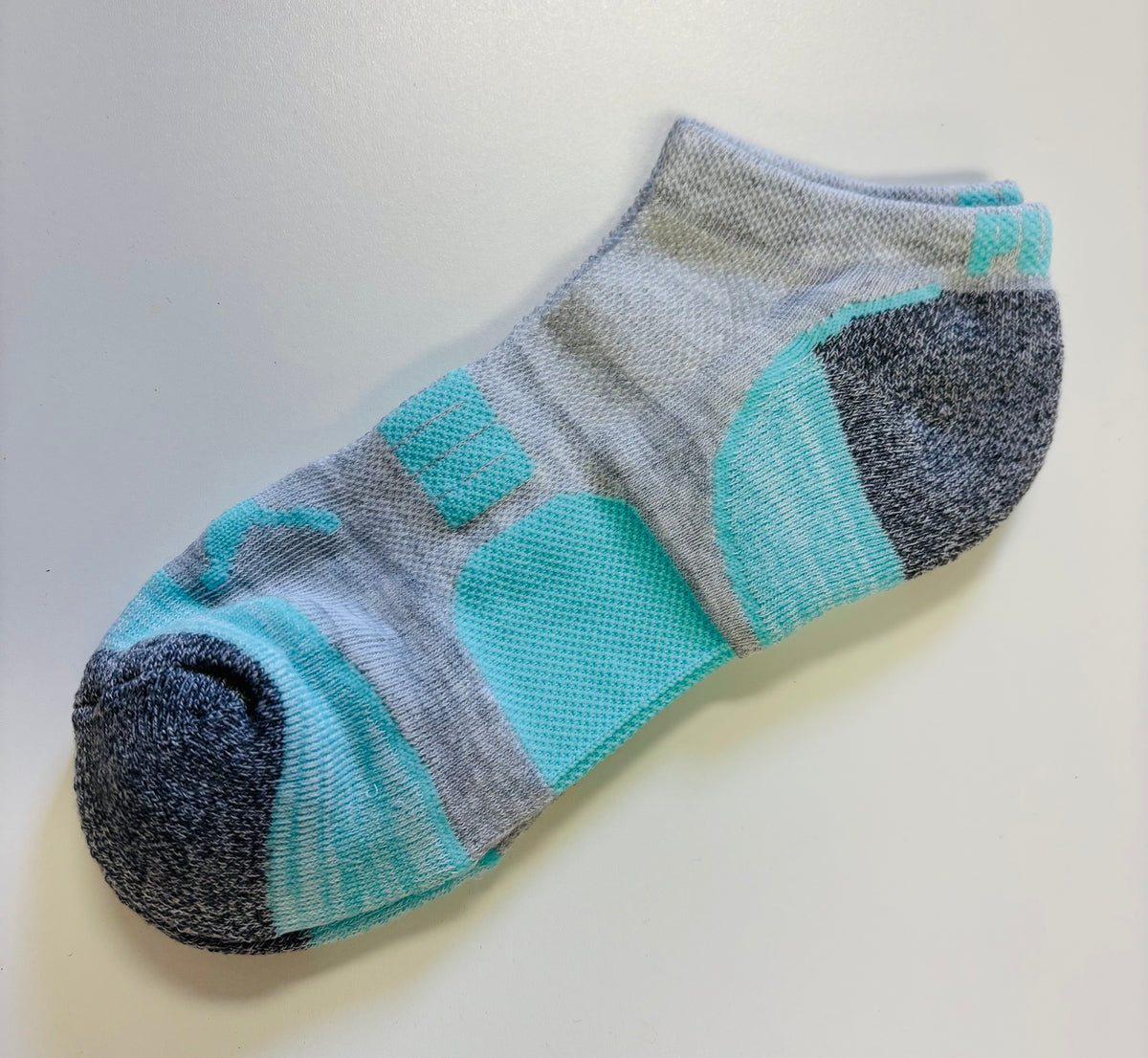 Puma Women's No Show Socks, 1-Pair, Gray w/ Turquoise