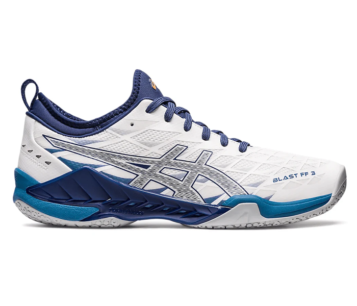Asics Blast FF 3 Men's Court Shoes, White / Deep Ocean