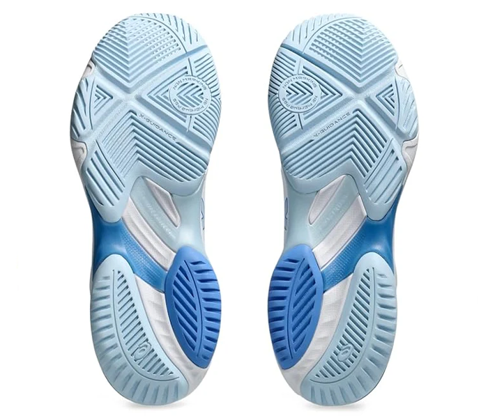 Asics Netburner Ballistic FF 3 Women's Court Shoes, White / Blue Coast