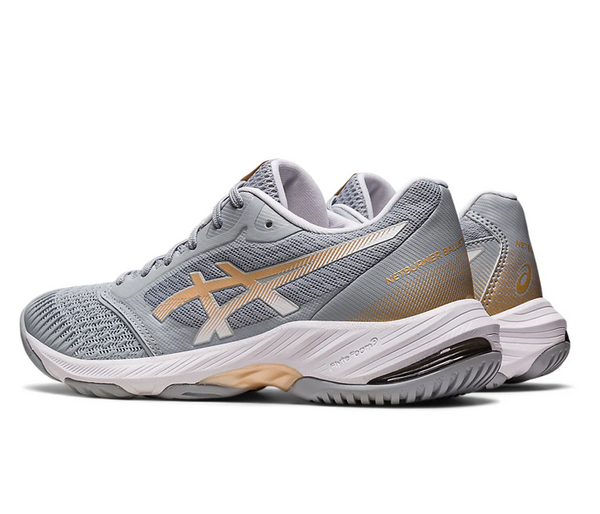 Asics Netburner Ballistic FF 3 Women's Court Shoes, Piedmont Grey / Champagne