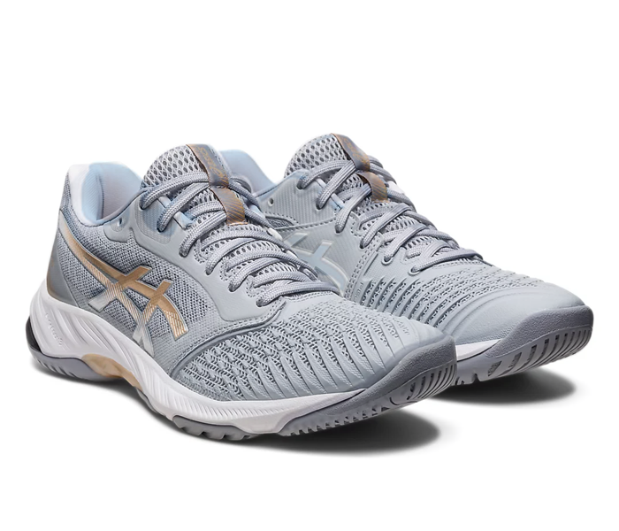 Asics Netburner Ballistic FF 3 Women's Court Shoes, Piedmont Grey / Champagne
