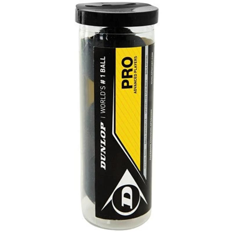 Dunlop Double Yellow Dot Pro Squash Ball, 3-ball Tube