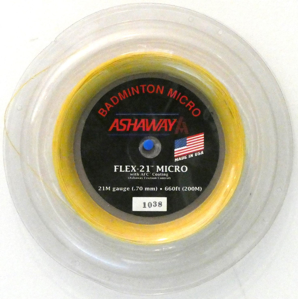 Ashaway Flex 21 Micro Badminton String, Yellow, 200 M REEL