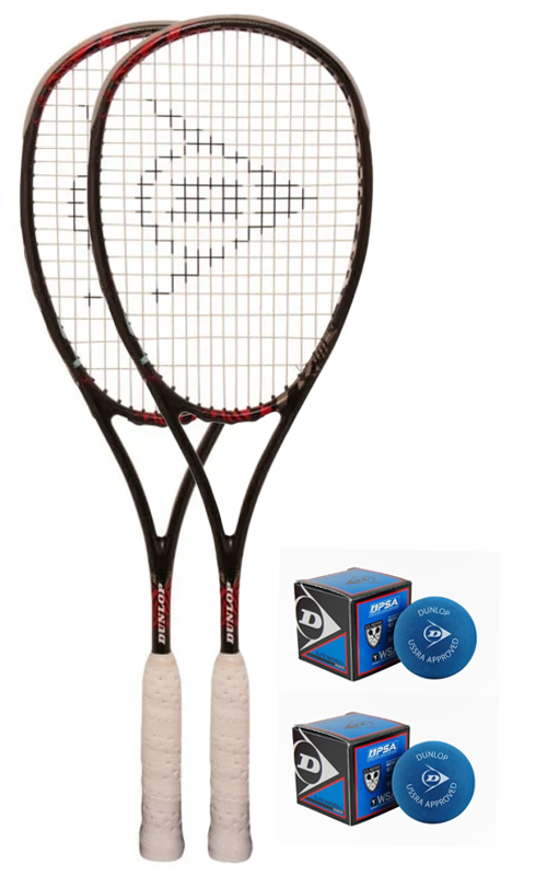 2 for $200 - Dunlop Force Rush Doubles Squash Racquet (2 FREE BALLS INCLUDED)