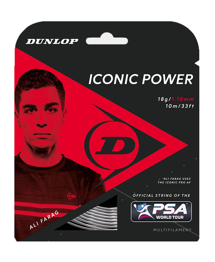 Dunlop Iconic Power Squash String 10m SET, 18g, Black