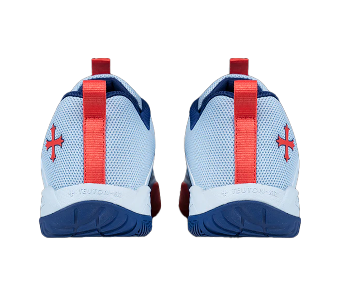 Teuton ST2 All Court Unisex Shoes, Light Blue/Red