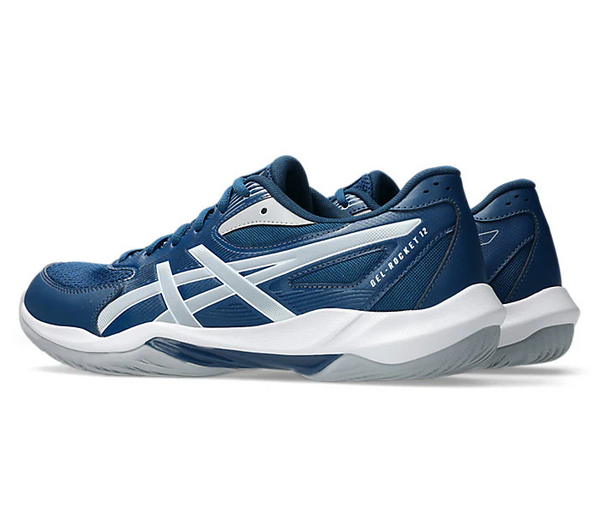 new - Asics Gel Rocket 12 WIDE (2E) Men's Court Shoes, Mako Blue/Piedmont Grey