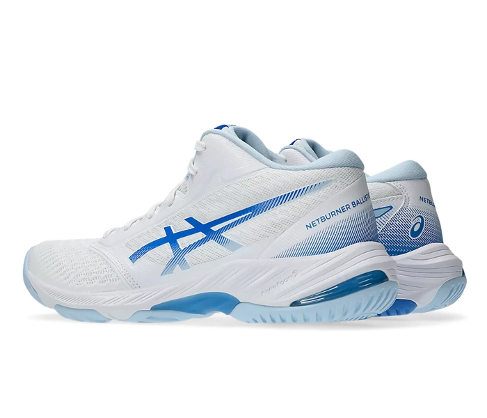 NEW - Asics Netburner Ballistic FF MT 3 Women's Shoes, White / Blue Coast
