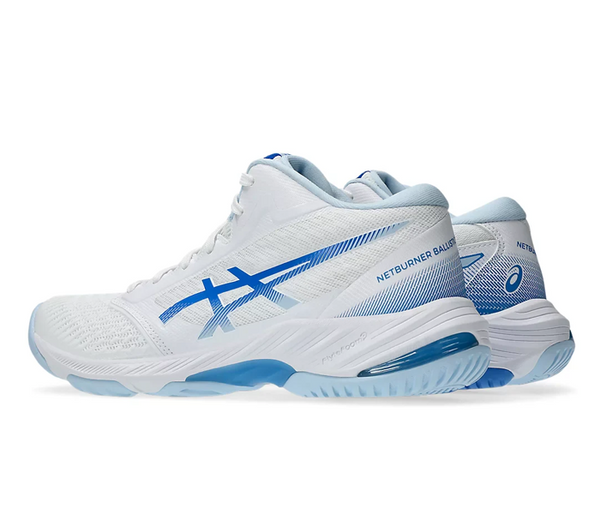 NEW - Asics Netburner Ballistic FF MT 3 Women's Shoes, White / Blue Coast
