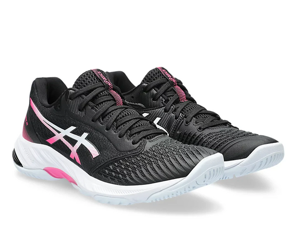 Asics Netburner Ballistic FF 3 Women's Court Shoes, Black / Hot Asics Netburner Ballistic FF 3 Women's Court Shoes, Black / Hot