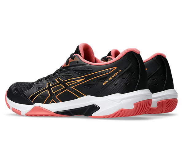 Asics Gel-Rocket 11 Women's Court Shoes, Black/Orange Pop
