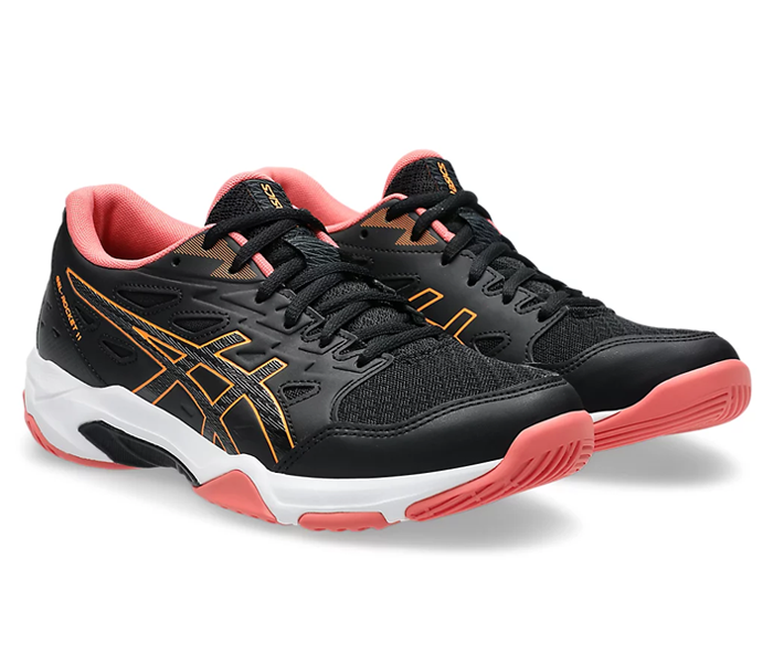 Asics Gel-Rocket 11 Women's Court Shoes, Black/Orange Pop