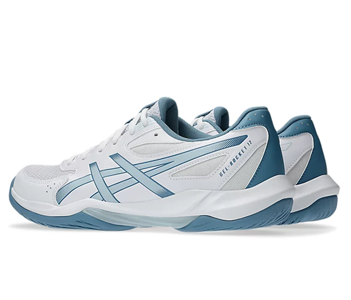 Asics Gel-Rocket 12 Men's 2E Wide Court Shoes, White/Cool Grey